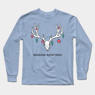 Festive Reindeer Skull - Seasons Greetings Long Sleeve T-Shirt